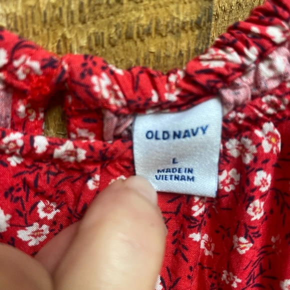 Old Navy Floral Romper Size Large Keyhole Button Back Spaghetti Straps Pockets - Picture 9 of 9
